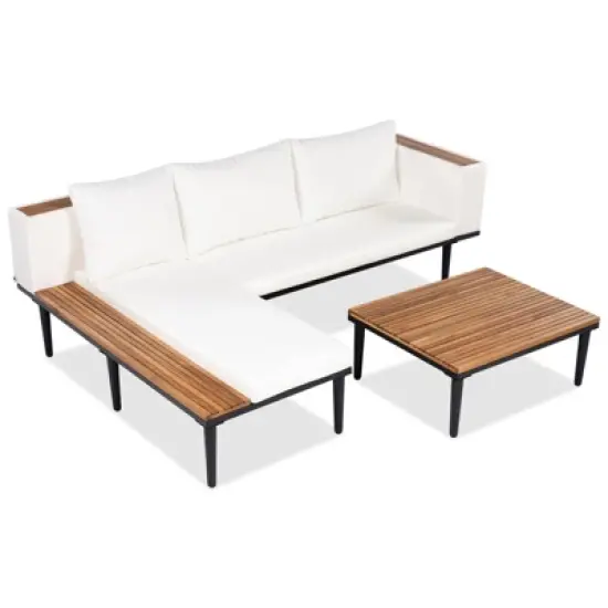 Aukfa Luxury Modern Acacia Wood Outdoor Sofa Set &ndash; Weather-Resistant, Ultra-Comfortable Lounge Furniture for Patio, Deck, or Poolside image {8}