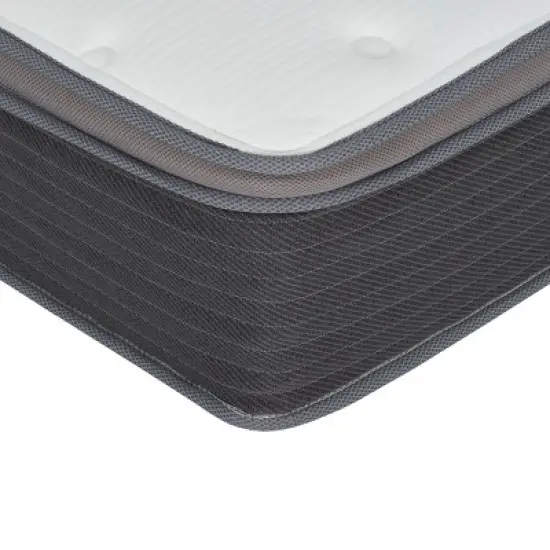 NicBex 12 Inch Plush Euro Top Gel Memory Foam Hybrid Mattress with CertiPUR-US Certified,Mattress in a Box,White+Gray image {3}