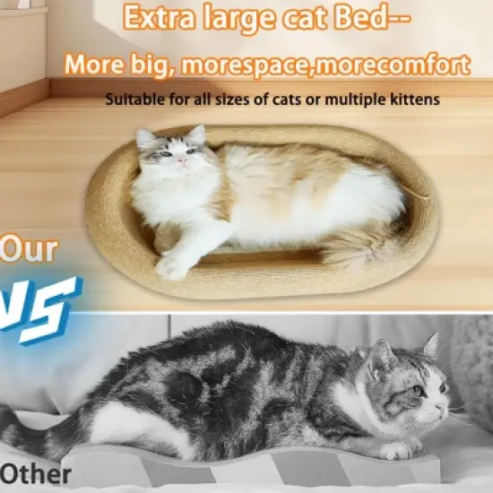 Boersma Large Sisal Cat Scratching Bed &ndash; One-Piece Durable Cat Basin with Toy Ball, Wear-Resistant Concave Design for Scratching & Sleeping image {3}