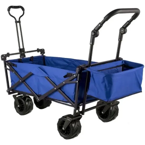 YONWAY Large Collapsible Garden Cart with Removable Canopy, 300LB Capacity Folding Wagon with 360&deg; Wheels & Storage,for Camping Shopping Beach,Blue image {8}