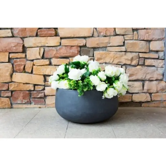 Rosemead Home & Garden, Inc. Concrete Outdoor Planter Pot Black 16"x16" image {1}