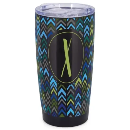 Elanze Designs X Monogram Herringbone Arrows Wrap-Around Design 20 Ounce Stainless Steel On-The-Go Coffee Mug, Thermal Travel Tumbler with Leak image {5}