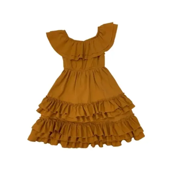 Girls Marigold Sunset Tiered Ruffle Midi Dress - Mia Belle Girls image {1}