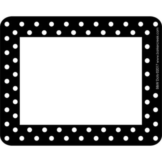 Black & White Dots Name Tag, Bulletin Board Signs and Name Plate Set - Barker Creek: Desk Name Plates, Cubby Tags, 81 Pieces image {1}