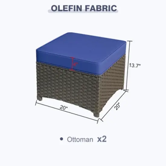 YARDSIGHT 2-Piece Outdoor Patio Ottoman - All-Weather Dark Brown Wicker Rattan Footstool/Seat for Indoor & Outdoor image {2}