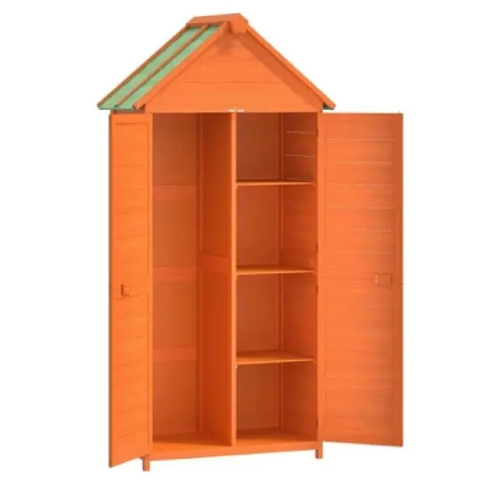 vidaXL Garden Tool Shed Set Brown Solid Pine Wood, Plywood - Brown image {9}