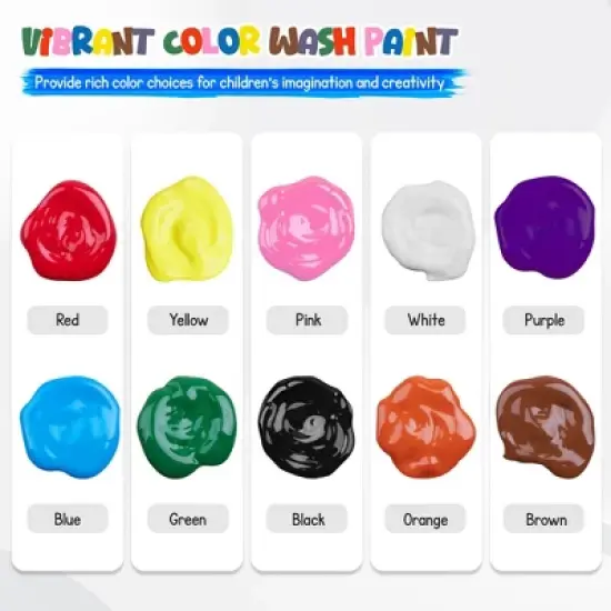4E's Novelty Washable Tempera Paint Set for Kids &ndash; 10 Bright Colors &ndash; 16oz Bottles Washable Paint image {7}