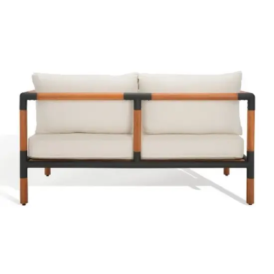 Tommy Eucalyptus and Iron 2 Seater Sofa - Indoor/Outdoor - CPT1030 - Black/White - Safavieh Couture image {8}