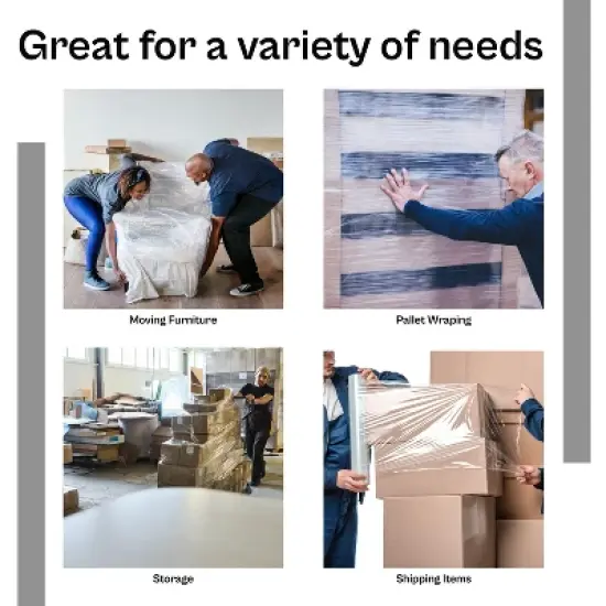 PSBM 4 Rolls 17" x 1476' (34 Gauge) Packing Pre-Stretch Film Hand Shrink Wrap - Blue image {7}