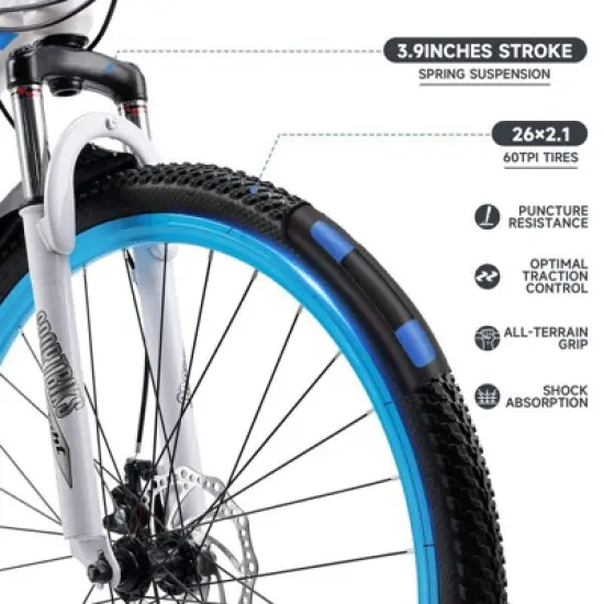 Topteng 26" Mountain Bike, 24-Speed MTB with Disc Brake image {4}