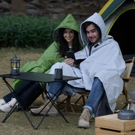 VEVOR Camping Blanket, Large Warm Wearable Stadium Blanket, Waterproof & Windproof, Polyester Fleece, Flame Retardant, 79" x 59", Light Grey image {1}