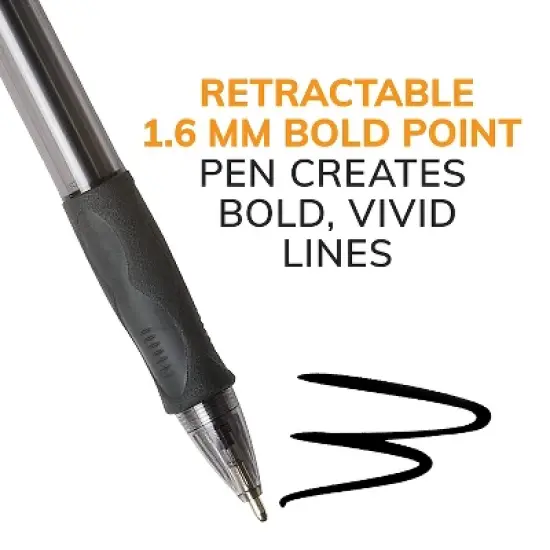 Bic Velocity Retractable Ballpoint Pen Black Ink 1.6mm Bold Dozen VLGB11BK image {2}