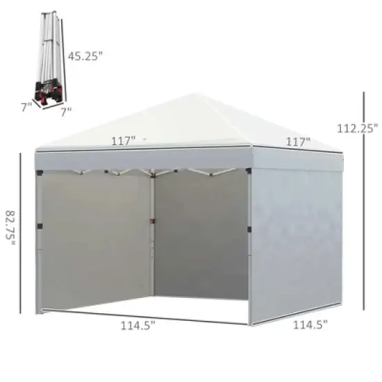 Resenkos Patio Garden Pergola, Pergola Canopy,10' x 10' Pop Up Canopy Tent with 3 Sidewalls, Leg Weight Bags and Carry Bag, Cream Cream White image {9}
