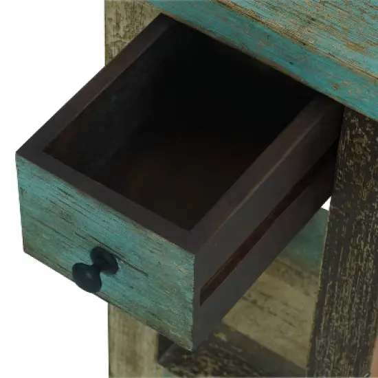 Meader Boho Handmade Distressed Mango Wood End Table - Christopher Knight Home image {8}