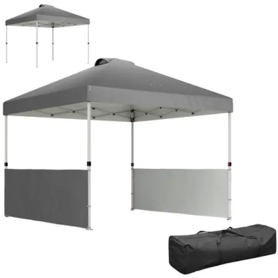 Outsunny 10' x 10' Pop Up Canopy Tent with 2 Half Sidewalls, UV50+ Height Adjustable Instant Sun Shelter with Wheeled Carry Bag image {6}