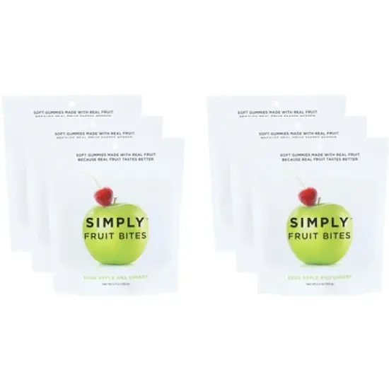 SimplyGum Fruit Bites Sour Apple Cherry - Case of 6 - 5.3 oz image {2}