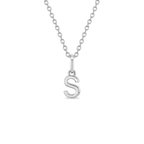 Girls' Tiny Initial Letter Sterling Silver Necklace - In Season Jewelry image {10}