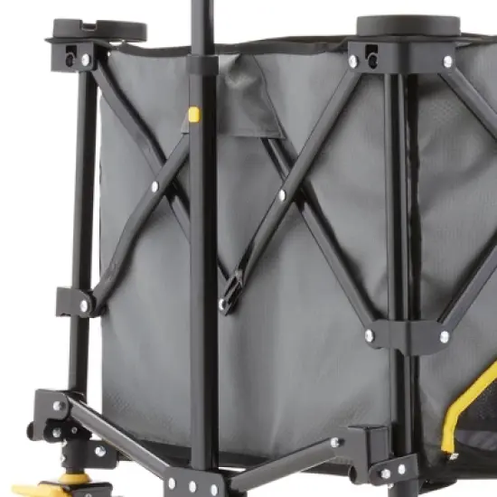 Gorilla Carts 7 Cubic Feet Foldable Collapsible Durable All Terrain Utility Pull Beach Wagon with Oversized Bed and Built In Cup Holders, Gray image {1}