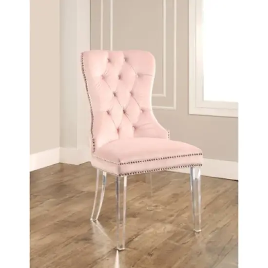 Vivi Tufted Velvet Dining Chair with Acrylic Legs Pink - Abbyson Living image {1}