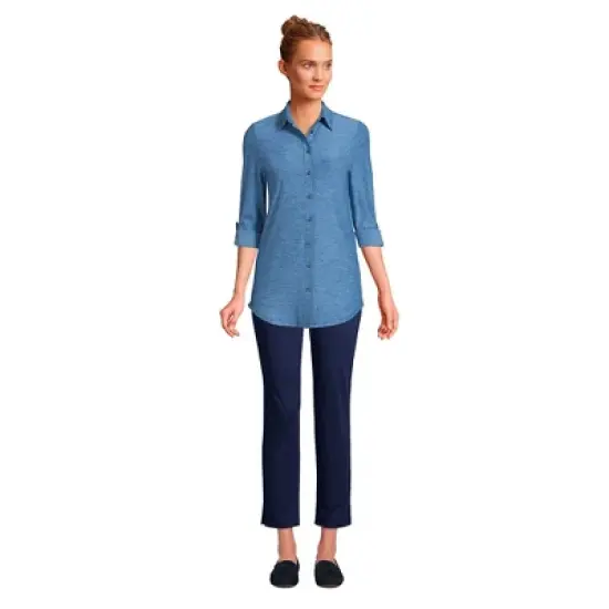 Lands' End Women's Long Sleeve Soft Performance Roll Tab Tunic image {1}