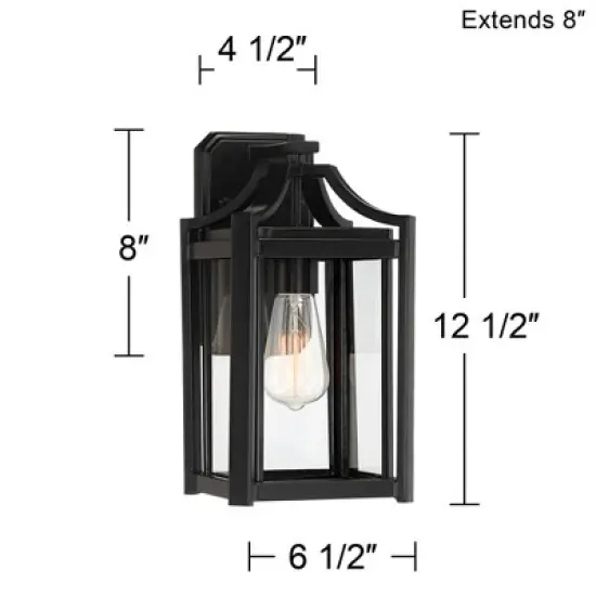 Franklin Iron Works Rockford Rustic Farmhouse Outdoor Wall Light Fixture Black 12 1/2" Clear Beveled Glass for Post Exterior Barn Deck House Porch image {6}