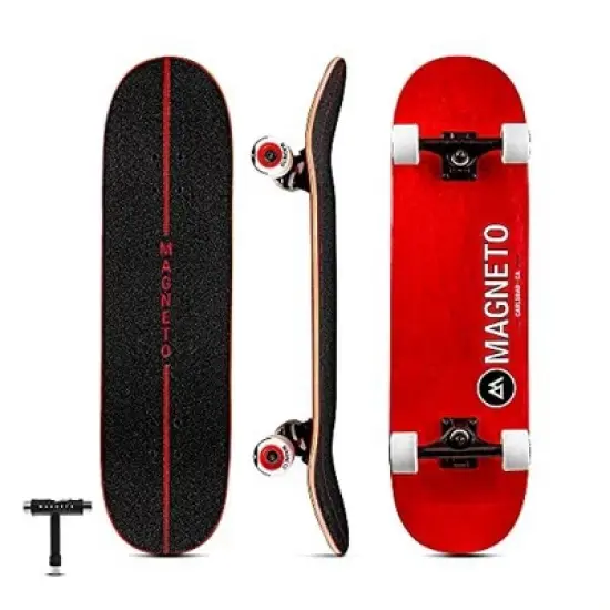 Magneto SUV Skateboards | Fully Assembled 31.5" x 8.5" Standard Size | 7 Layer Canadian Maple Deck with Free Skate Tool, SUV Red image {8}
