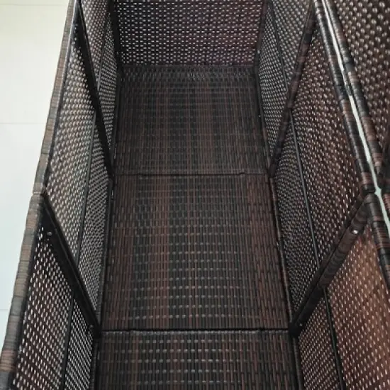 Outsunny 175 Gallon Outdoor Storage Box with Inner Liner, PE Rattan Wicker Deck Box with Pneumatic Bar Lift image {5}