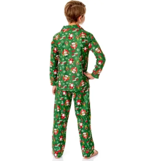 Elf The Movie Boys' Film OMG! Santa! I Know Him! Button Sleep Pajama Set Green image {1}