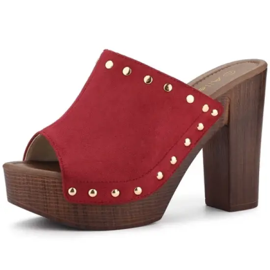 Allegra K Women's Open Toe Platform Block Slides Heel image {15}