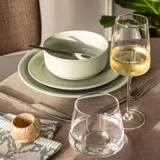 over&back Set of 4 12oz Modern Contemporary Stem Mouth-Blown Glasses Clear image {5}