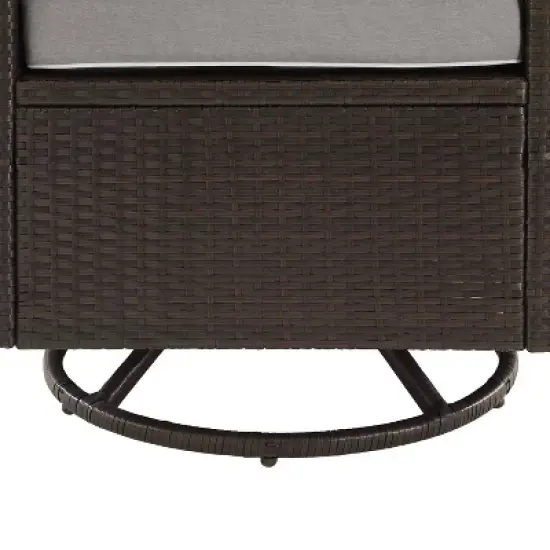 Palm Harbor 5pc Outdoor Wicker Conversation Set with Fire Table - Gray - Crosley image {9}