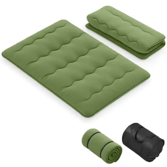 Costway Twin/Full/Queen/King Futon Mattress Japanese Floor Sleeping Pad Washable Cover Carry Bag Green image {12}