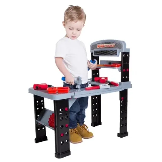 Toy Time Kids Pretend 75-Piece Woodworking Set and Mechanic Workshop with Battery-Powered Drill and Accessories image {2}