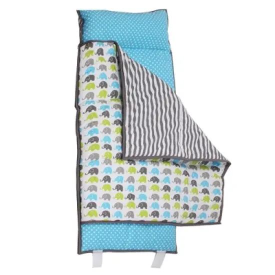 Bacati - Elephants Aqua Lime Gray Toddler Nap Mat image {3}