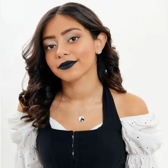 Disney The Nightmare Before Christmas Womens Sterling Silver and Cubic Zirconia Jack and Sally Moon Necklace, 18'' image {2}