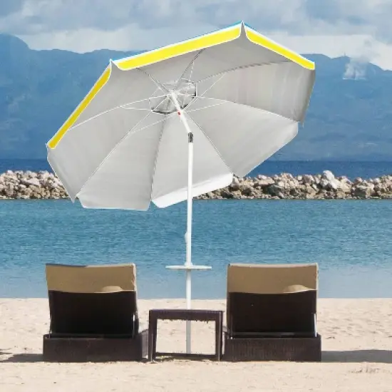 7.2' x 7.2' Portable Sunshade Beach Umbrella with Sand Anchor and Carry Bag - Wellfor image {2}