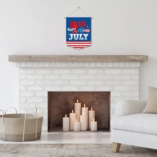 Big Dot of Happiness Firecracker 4th of July - Outdoor Home Decorations - Double-Sided Red, White and Royal Blue Party Garden Flag - 12 x 15.25 inches image {6}