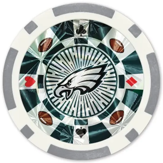 MasterPieces Casino Style 20 Piece 11.5 Gram Poker Chip Set NFL Philadelphia Eagles Silver Edition image {1}