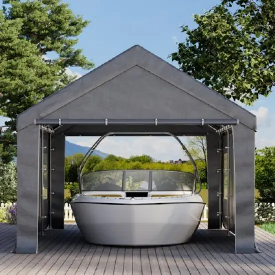 EROMMY 12 Ft X 20 Ft Car Canopy Portable Garage, Gray image {2}