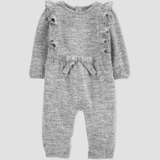 Carter's Just One You&reg;️ Baby Girls' Ruffle Jersey Jumpsuit - Gray image {3}