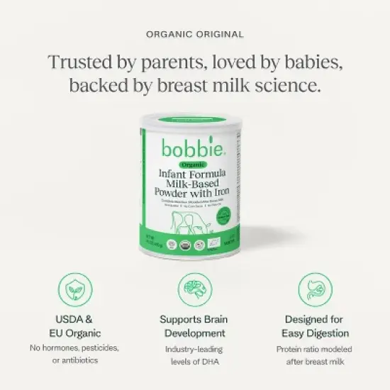 Bobbie Organic Combo Feeding Kit - Organic Infant Powder Formula and Vitamin D Supplement - 14.1oz image {4}
