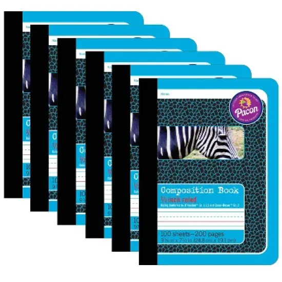 Pacon Primary Composition Book, Book Bound, D'Nealian Grades/Zaner-Bloser, 1/2" x 1/4" x 1/4" Ruled, 9-3/4" x 7-1/2", 100 Sheets, Pack of 6 image {3}