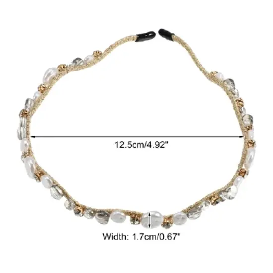 Unique Bargains Women's Rhinestone Vintage Wavy Faux Pearl Headband image {3}