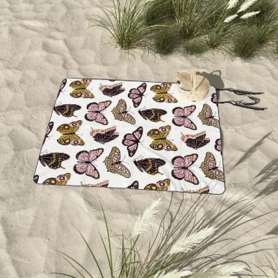 Jessica Molina Texas Butterflies Blush and Gold Picnic Blanket - Deny Designs image {2}