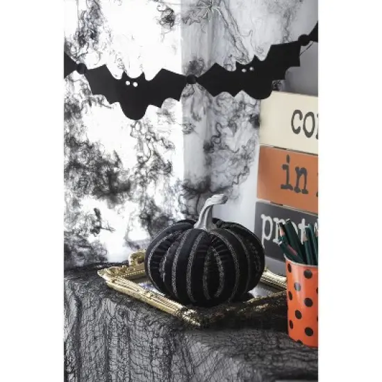 Gulches 7x7x7" Fabric Black Stripe Pumpkin Decor, Halloween Holiday Decor image {6}