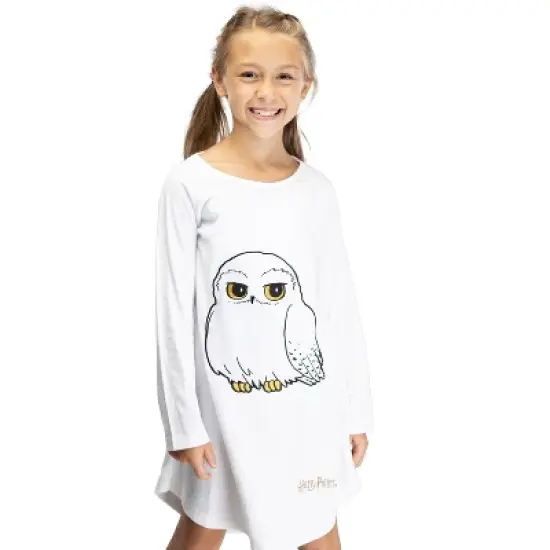 Harry Potter Pajama Girls' Hedwig Owl Micro Raschel Fleece Hi-Lo Nightgown Costume image {6}