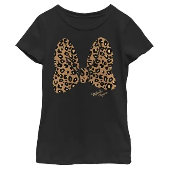 Girl's Disney Minnie Mouse Cheetah Print Bow Signature T-Shirt image {4}