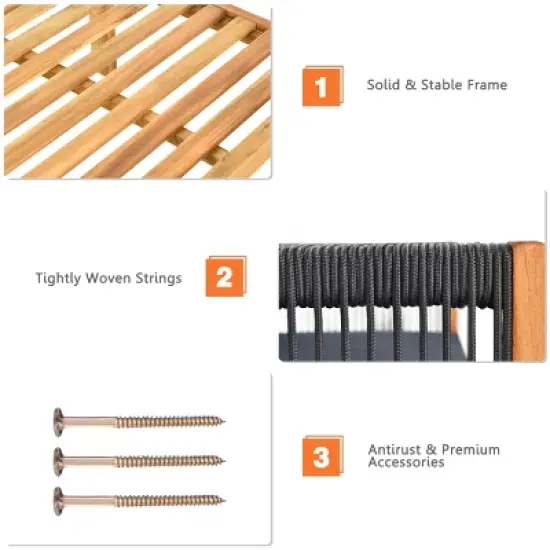 Costway  3PCS Patio Sofa Furniture Set Thick Cushion Acacia Wood image {9}