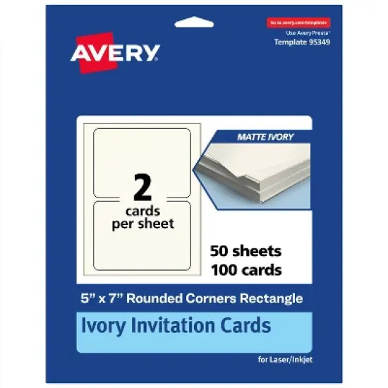Avery Matte Ivory Invitation Cards, 5" x 7" Rectangle Rounded Corners image {8}