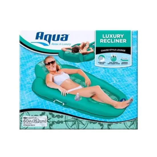 Aqua Leisure Water Lounger Recliner and Inflatable Pool Float with Polyknit Fabric in Compass Rose Print for Beach, Lake, or River (Teal) (2 Pack) image {4}